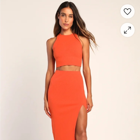Lulu's Vibrant Orange Ribbed Set - Picture 6 of 6